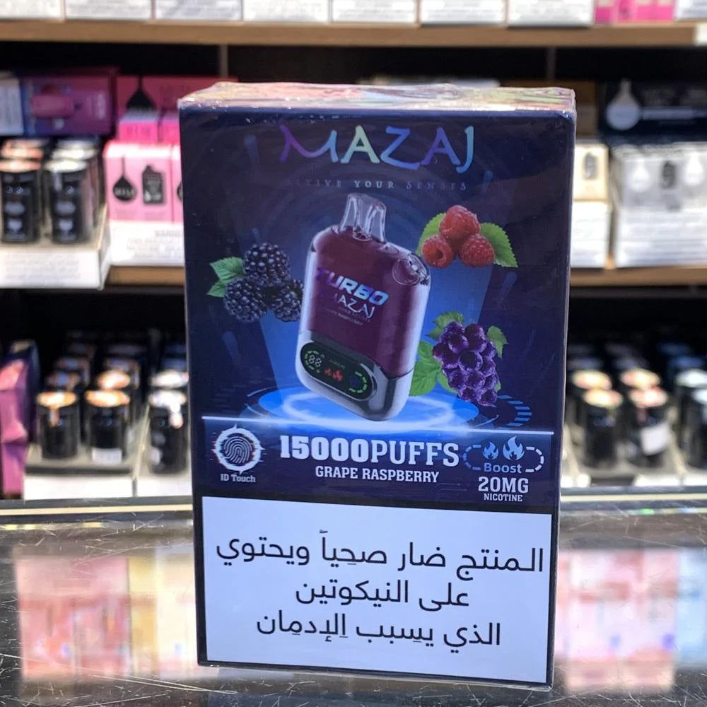 مزاج تيريو 15 الف سحبه 50نيكوتين - Mazaj Turbo 15000 Puffs (50MG)